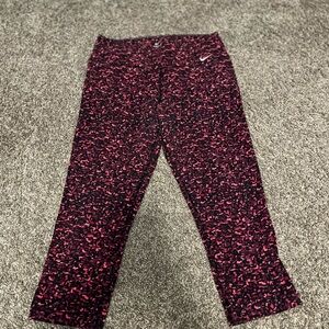 Nike pink/orange/black camo athletic capris